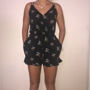 Black floral romper